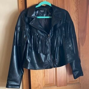 Torrid Black Leather Jacket with Fringe